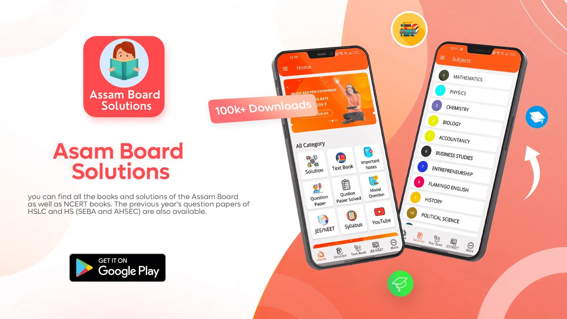 Assam Board Solution Educational Android App - Papaya Coders Portfolio Showcase
